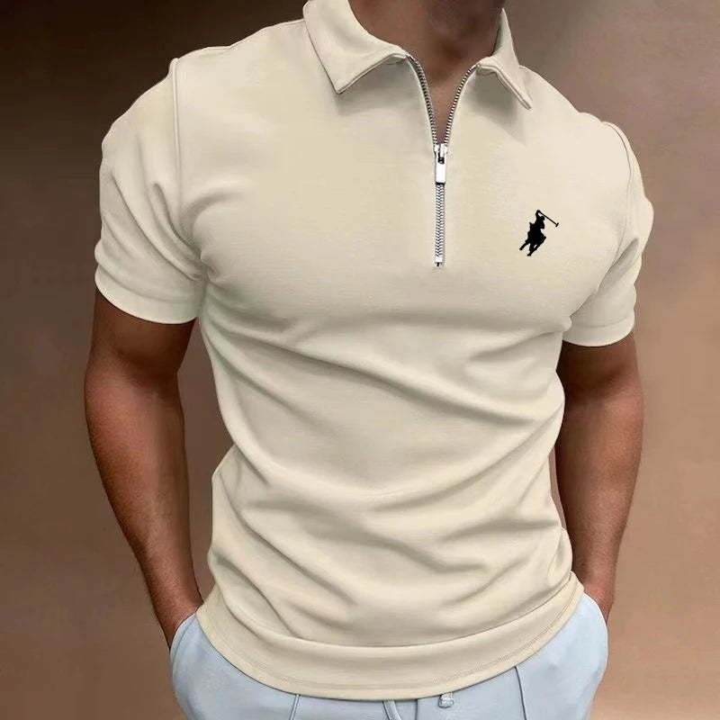 AIOPESON Herren-Poloshirt mit Giraffen-Stickerei für den Sommer