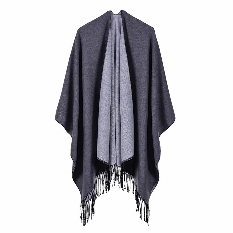 Winter Fashion Poncho Cape with Imitation Cashmere