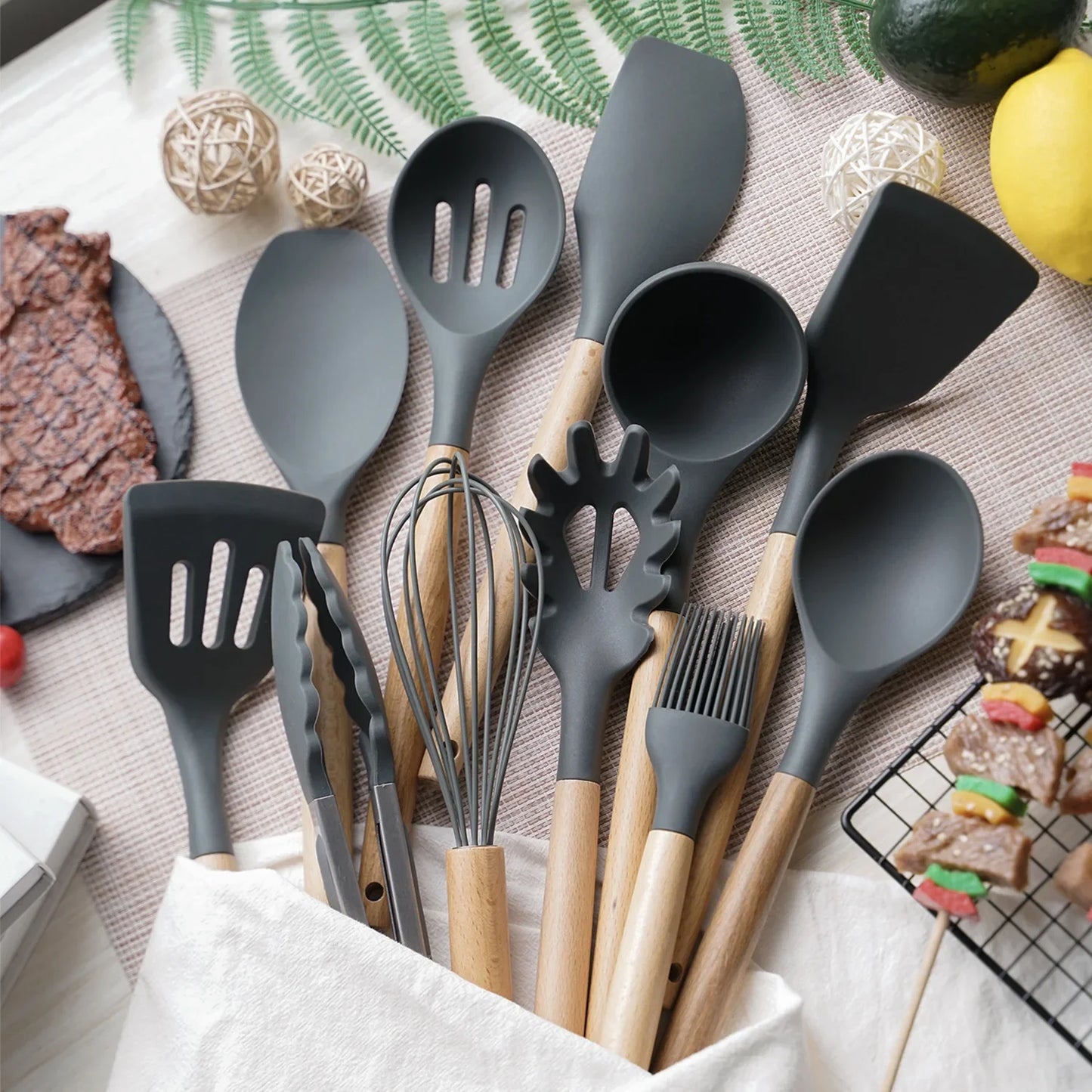 12-Piece Non-Stick Silicone Kitchen Utensil Set