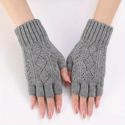 Gants d'hiver doux à demi-doigts en polaire de vison