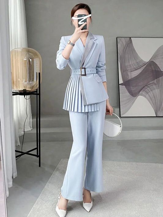 Women's Blazer and Pants Set- Autumn Winter Business Suit