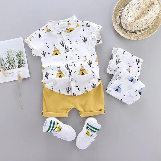 Baby Clothes - Summer Baby Boy Short-sleeved Shirt Set