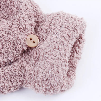 Gants convertibles à demi-doigts en velours corail