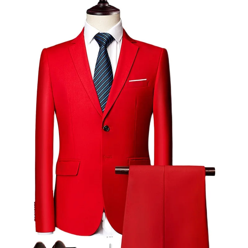 2 Pieces Men's Casual Business Suit Set