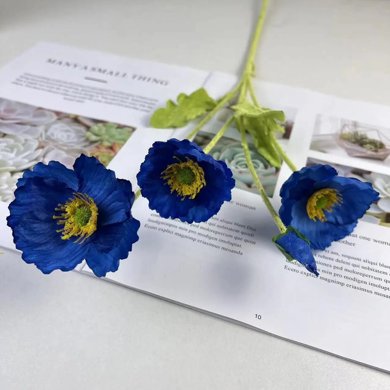 Bouquet de fleurs artificielles en soie de pavot pour décoration d'intérieur