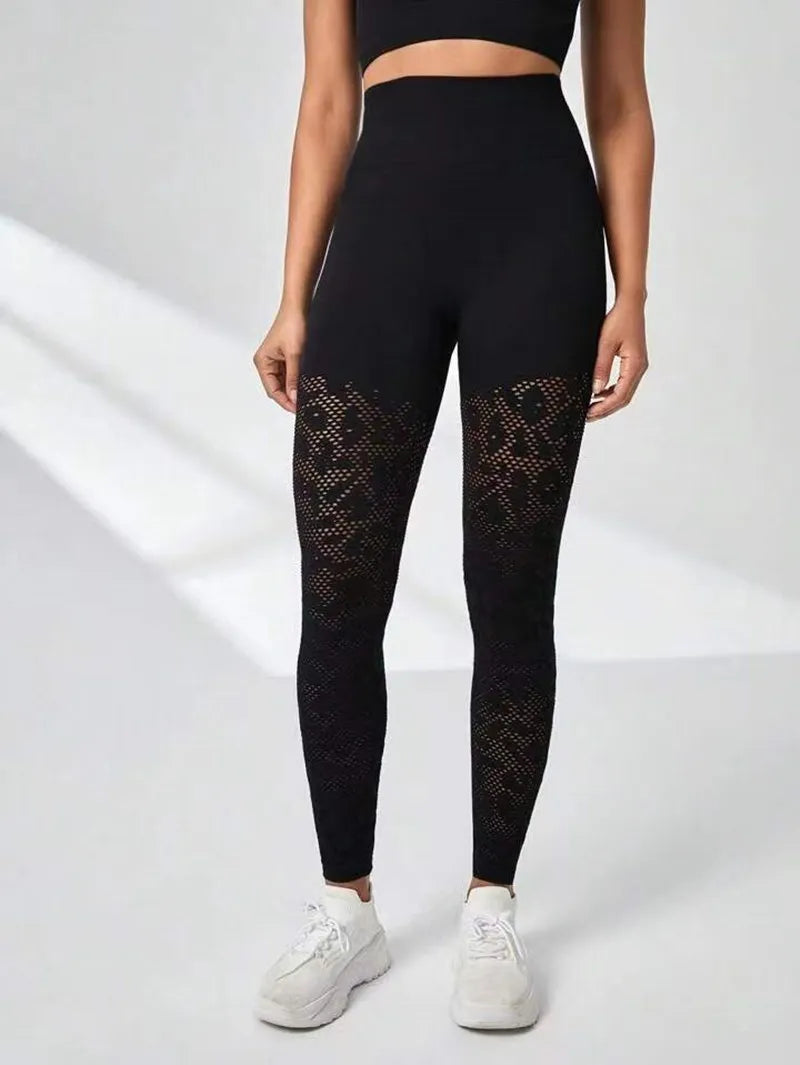 Nahtlose, ausgehöhlte Gym-Leggings für Damen