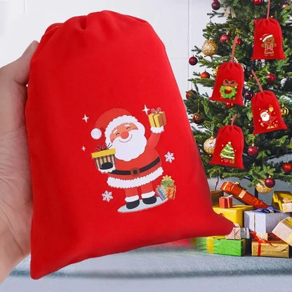 Merry Christmas Velvet Drawstring Gift Bags