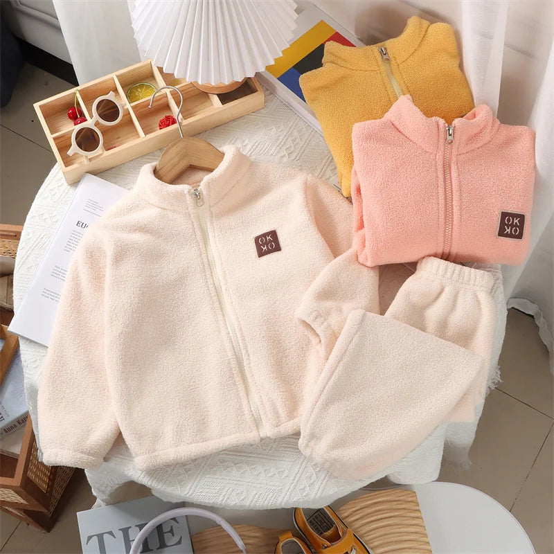 Plush Fleece Set Autumn Winter Kids Outfits