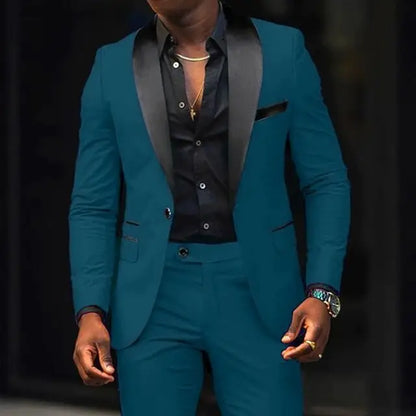 Men's Slim Fit 2 Piece Lapel Blazer Wedding Suits