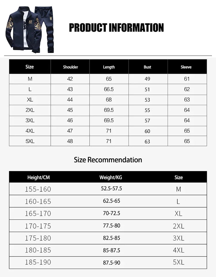 Men's Tracksuit Fleece Jacket & Sweatpants 2 Piece Long Sleeve Sets