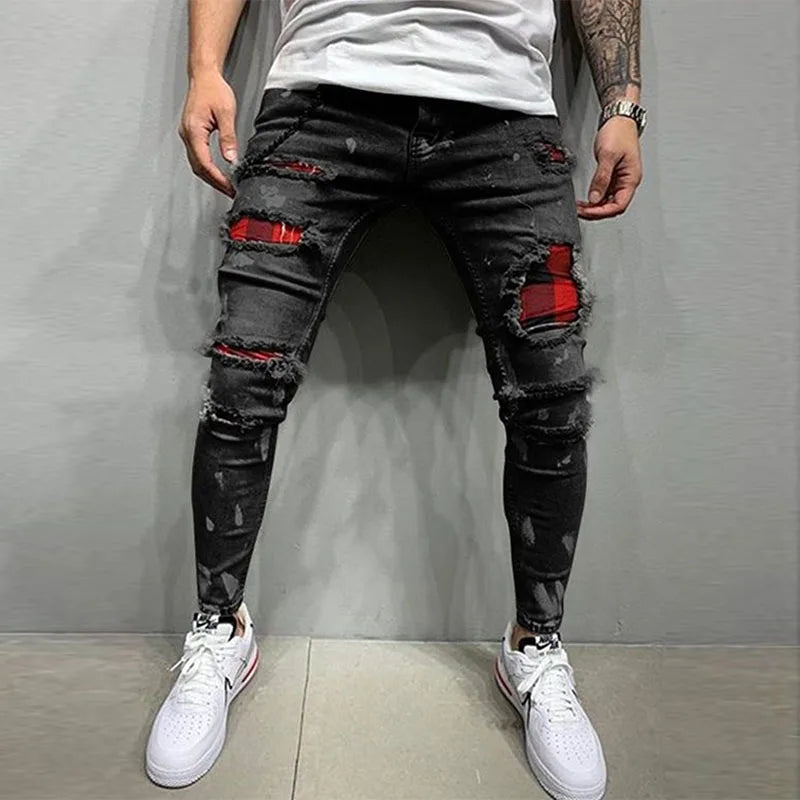 Zerrissene Skinny Jeans mit Knieloch für Herren