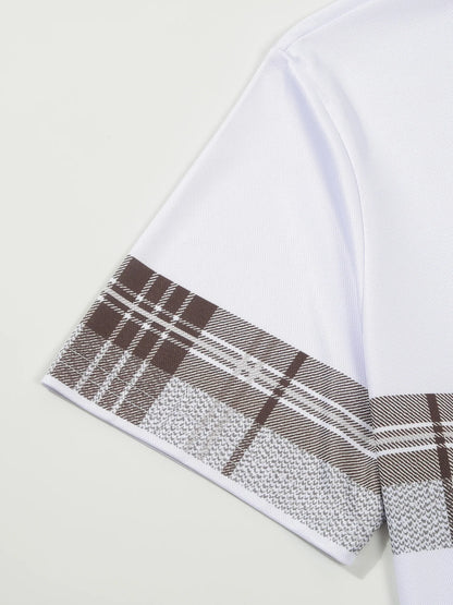 Striped Letter-Print Polo T-Shirt for Men