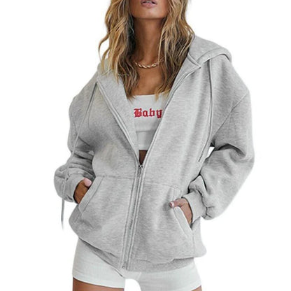 Herbst Winter Reißverschluss Hoodie Damen Oberbekleidung