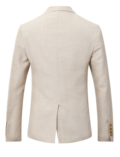 New Design Beige Linen 3-Piece Suit for Men