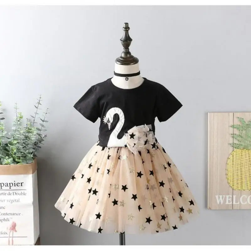 Cotton Swan T-Shirt & Sequin Skirt Set