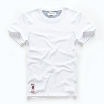 Weißes, einfarbiges, lässiges T-Shirt mit Rundhalsausschnitt aus Baumwolle