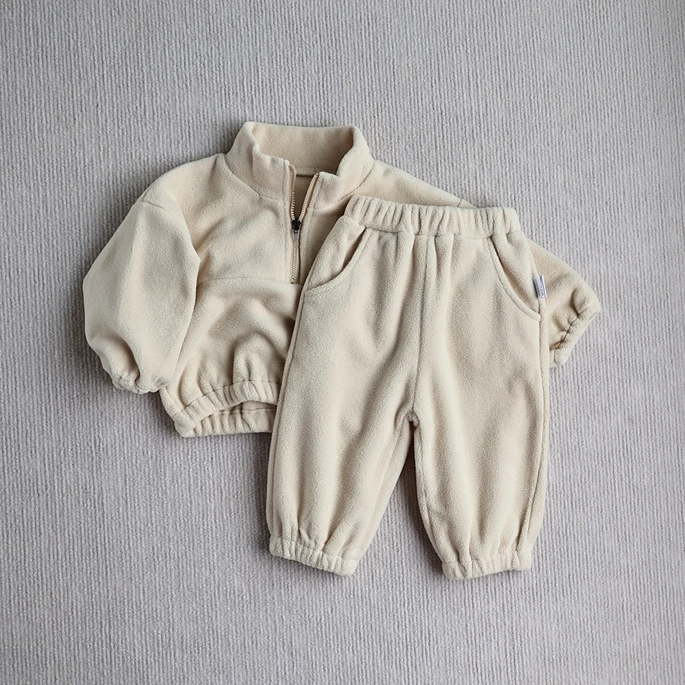 MILANCEL Autumn Baby Fleece Hoodie & Pants Set