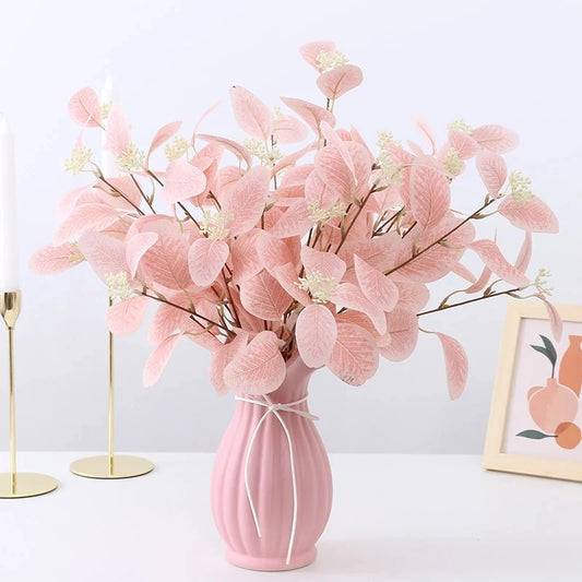 Pink Eucalyptus Silk Flowers for Home Decor