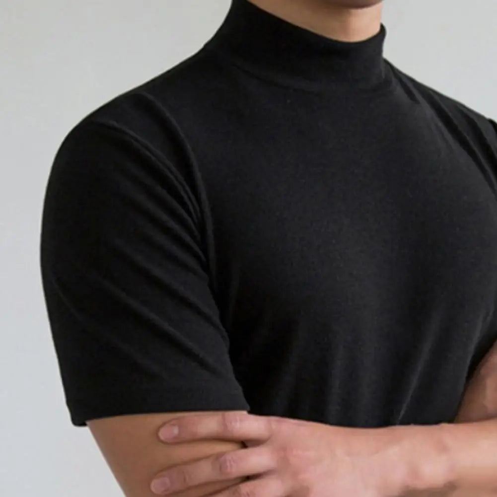 Men T-shirts - Short Sleeve Tees High Collar T-shirt