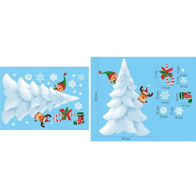Removable Santa Elk Window Stickers for Festive Decor