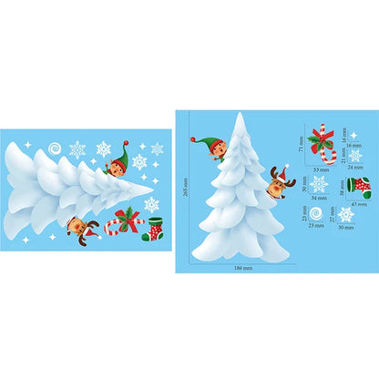 Removable Santa Elk Window Stickers for Festive Decor