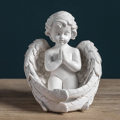 Nordic Angel Girl Candle Holder - Modern Resin Statue