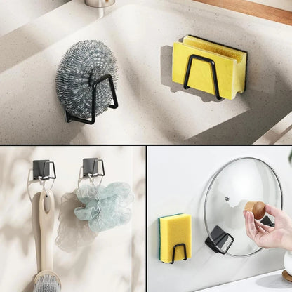 Porte-éponges de cuisine auto-adhésif en acier inoxydable