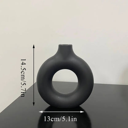1 vase à fleurs minimaliste en plastique en forme de beignet