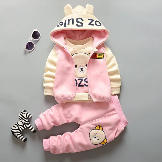 Autumn Winter Baby Girls Cartoon Hooded Outerwear