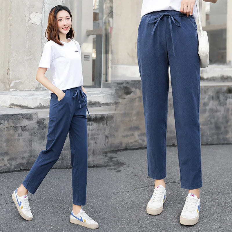 Women's Spring Summer Elastic Waist Harem Pants