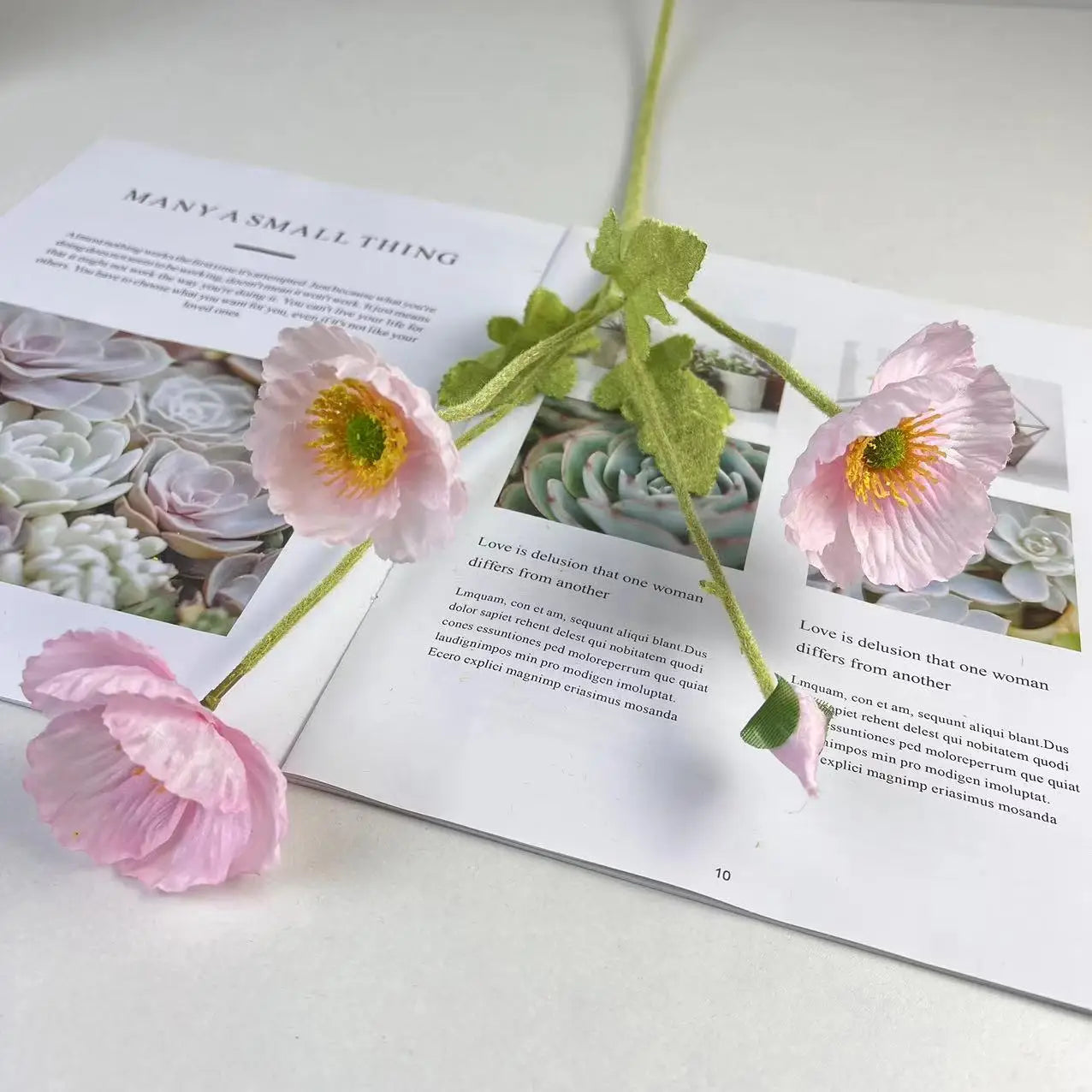 Bouquet de fleurs artificielles en soie de pavot pour décoration d'intérieur