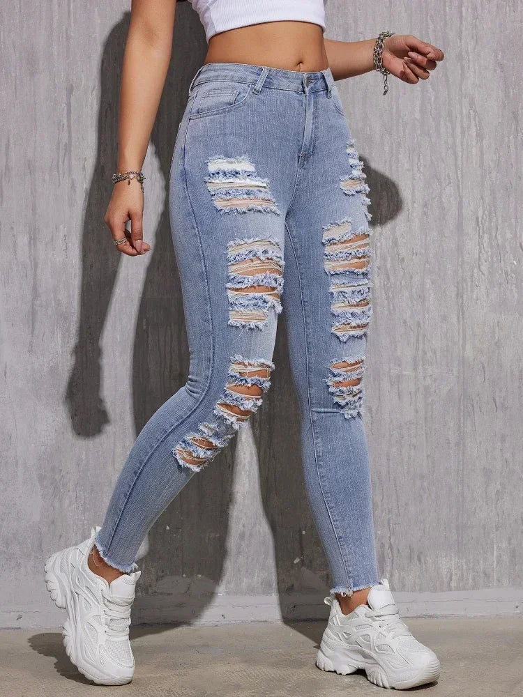 Chic Mid-Waist Stretch Pencil Jeans for Women