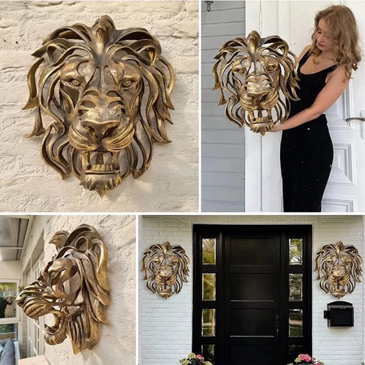 Luxury Lion Head Wall Sculpture: Rare Find