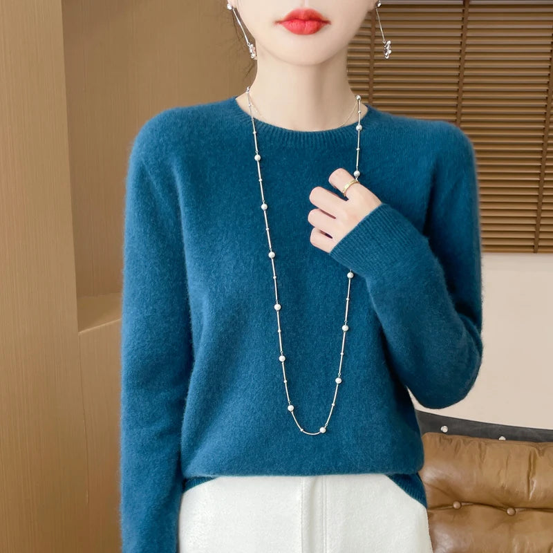 Women's Winter Warm Crew Neck Wool Sweater