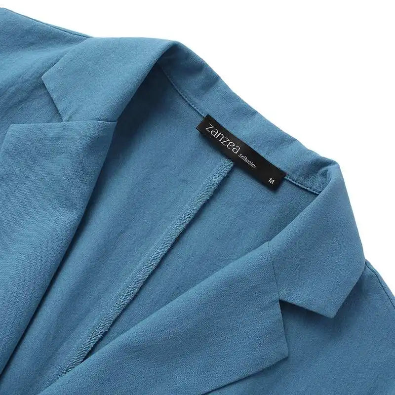 Vintage-Inspired Summer Blazer with Lapel Neck