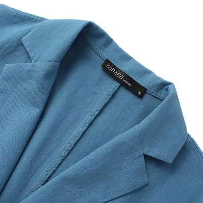 Vintage-Inspired Summer Blazer with Lapel Neck