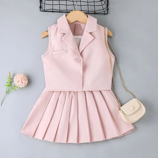 Baby Girls Sleeveless Vest Coat & Skirt - Toddler Infant Clothing