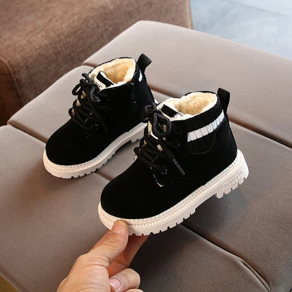 Children Soft Leather Antislip Rubber Running Shoes