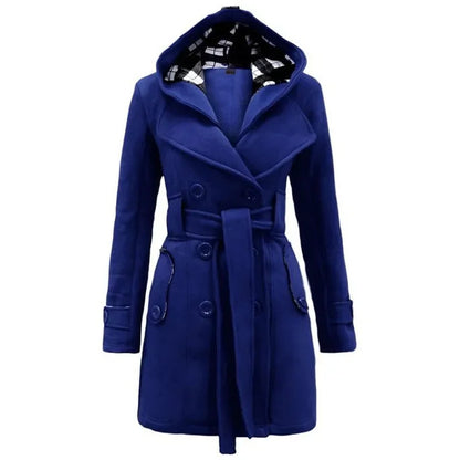 Trendy Chequered Hooded Overcoat for