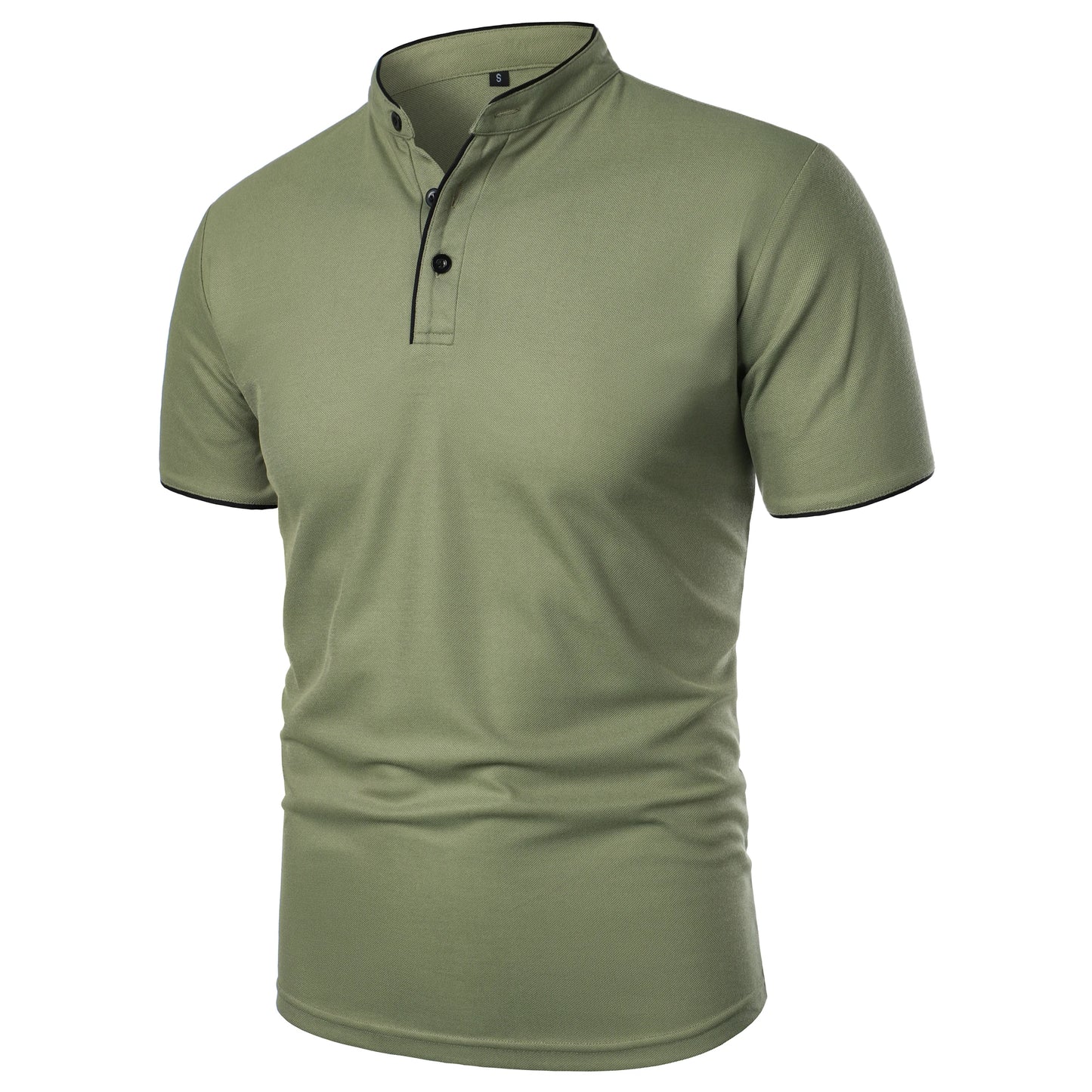 Men's solid color short-sleeved stand Neck T-shirt