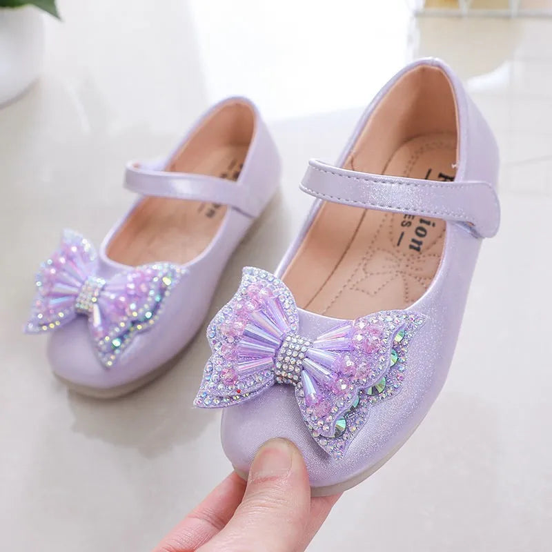 Chaussures plates à paillettes et nœud pour fille - Printemps