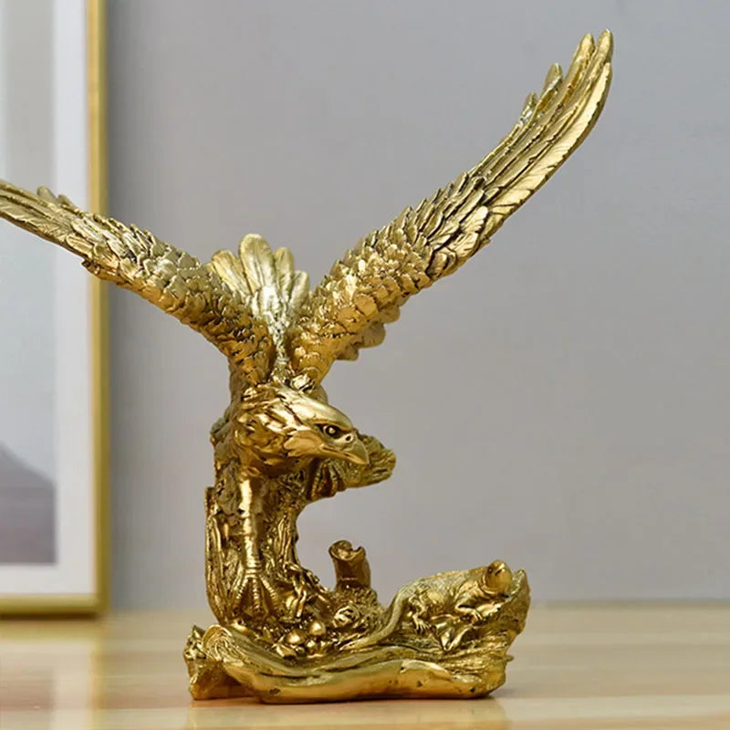 Statue en résine Golden Eagle - Décor de bureau moderne