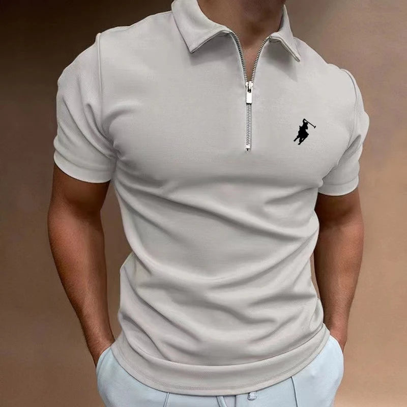 AIOPESON Herren-Poloshirt mit Giraffen-Stickerei für den Sommer