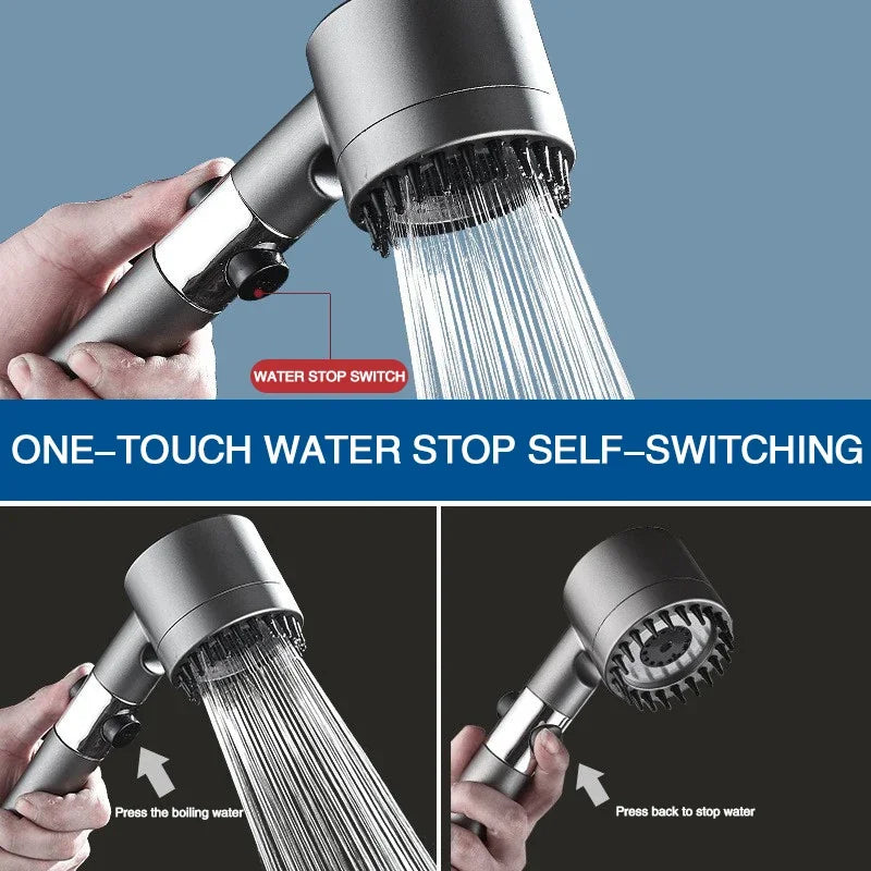 High Pressurized Head 3-mode Adjustable Filter Shower - Massage Brush Rain Faucet Bathroom Accessories