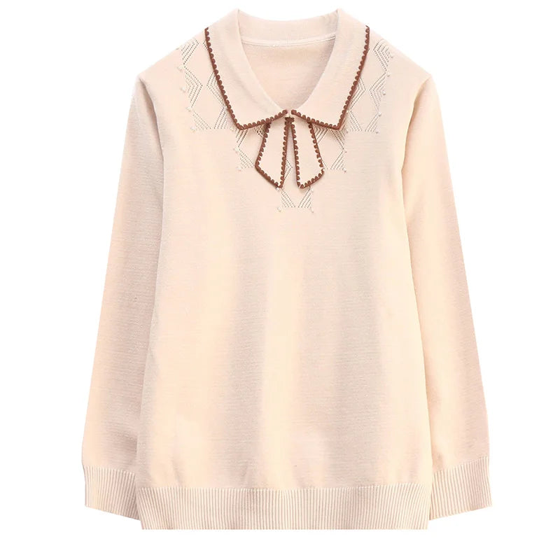 Autumn Bow Detail Knit Sweater for Women