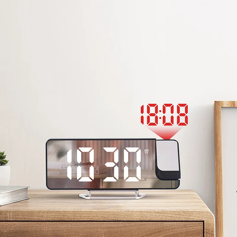 Digital Alarm Clock with 180° Rotation Projection - Temperature - Snooze