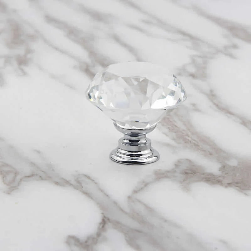 Crystal Glass Diamond Shape Knobs Set