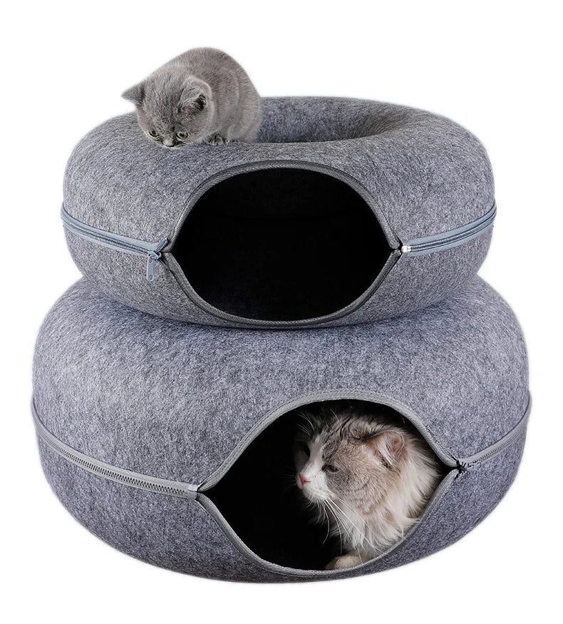 Dual-use Indoor Tunnel Interactive Donut Cat Bed