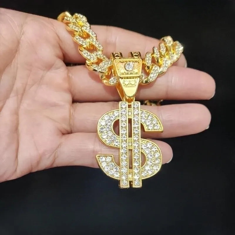 Collier pendentif dollar hip hop pour hommes