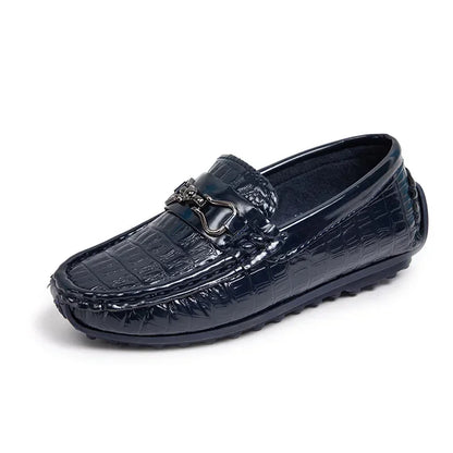 Boys Round-toe Flat Soft Loafers Moccasins Non-slip Leather Shoes